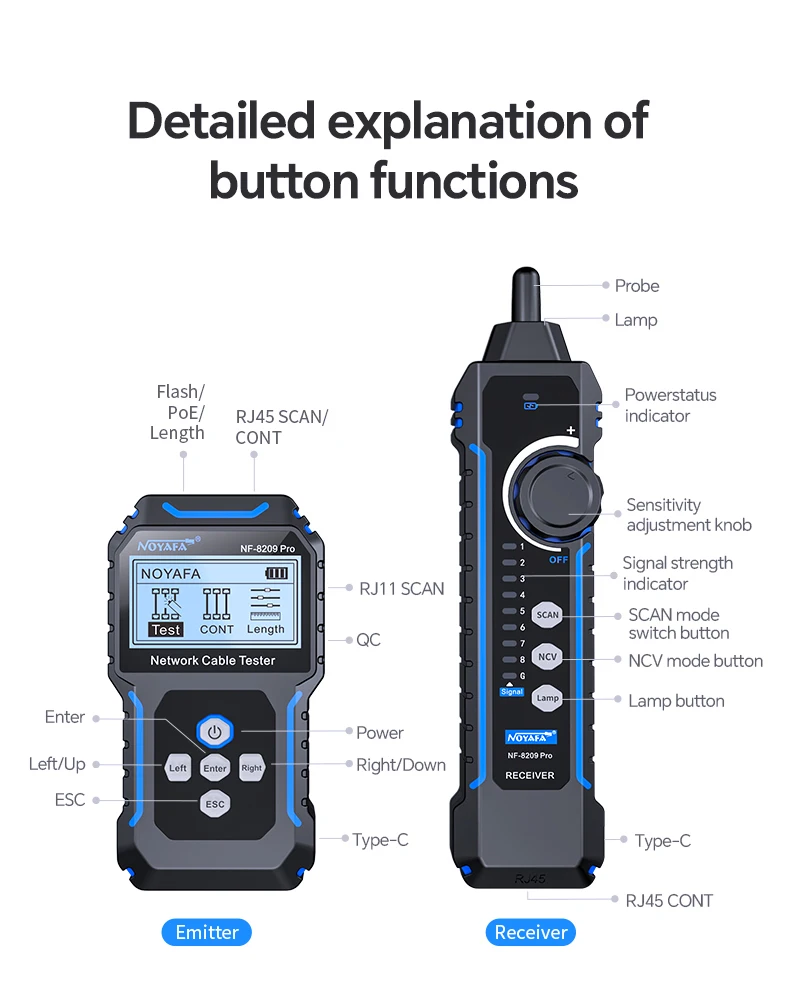 Máy kiểm tra, test cáp mạng NOYAFA NF-8209 Pro test POE NCV